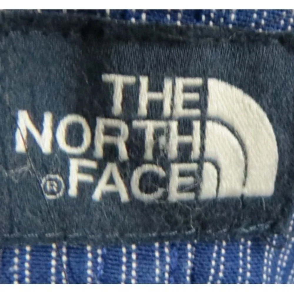 The North Face Shirt Men XL Short Sleeve Button Up Hiking Travel Blue Striped SS